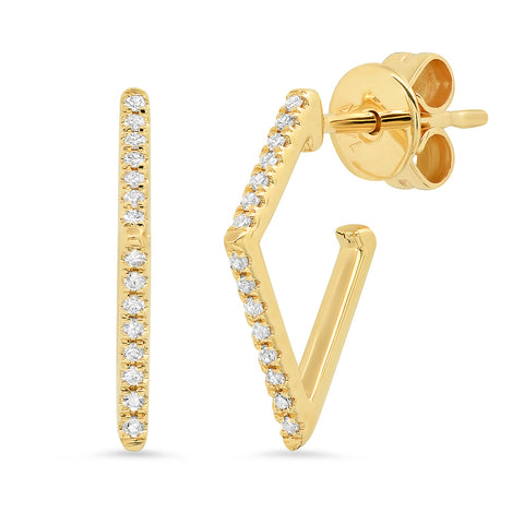 14K gold angular diamond earrings sachi jewelry unique geometric