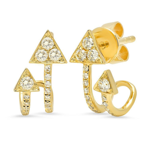 double arrow huggies edgy diamond 14K yellow gold sachi jewelry