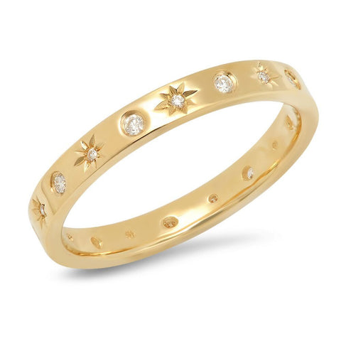 star studded diamond band ring 14K yellow gold sachi jewelry
