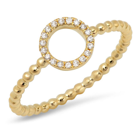 circle diamond bead 14k gold ring delicate dainty sachi jewelry