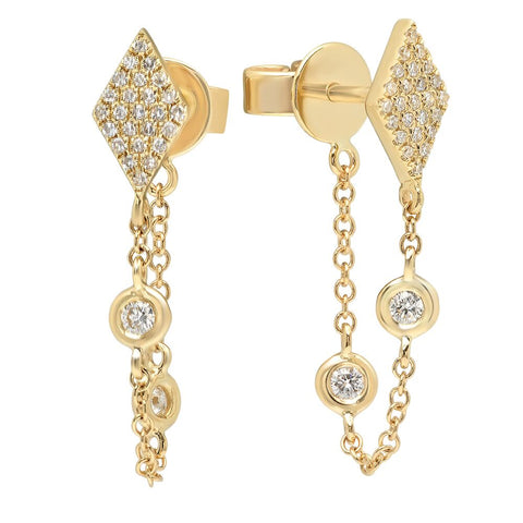 kite diamond chain earring hip 14K yellow gold sachi jewelry