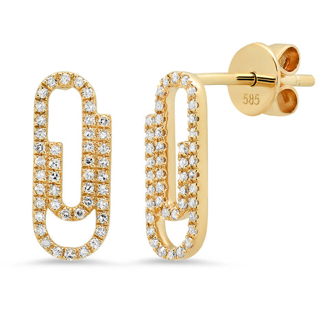 14K gold diamond paperclip earrings sachi fine jewelry fun