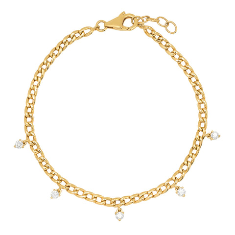 14K gold link bracelet diamond dangle stacking sachi jewelry