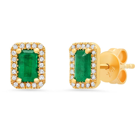 Emerald Baguette Diamond Earrings