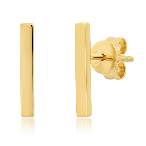 14K Solid Gold Sachi Fine Jewelry Plain Gold Long Bar Earrings