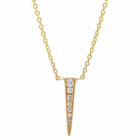 mini dagger diamond necklace 14K yellow gold jewelry