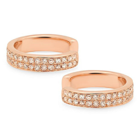 double row ear cuff diamond 14K rose gold jewelry