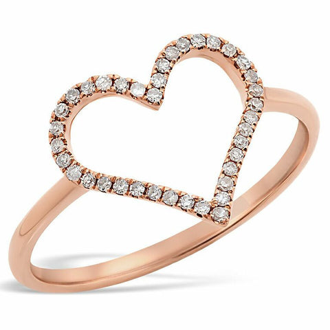 delicate dainty open heart diamond ring 14K rose gold sachi jewelry