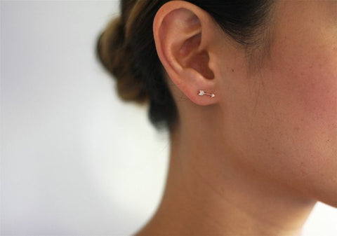 heart arrow studs earrings diamond 14K gold jewelry