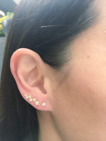five star diamond ear crawlers earrings 14K gold jewelry