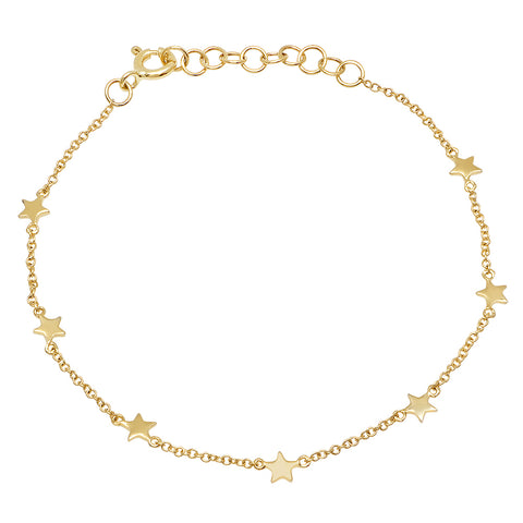 dainty delicate multi star station bracelet 14K yellow gold sachi jewelry