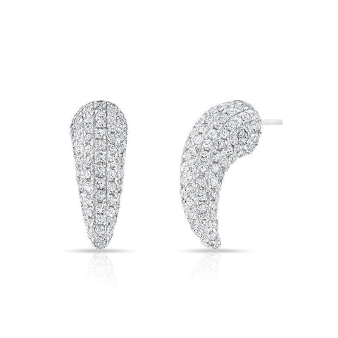 Mini Claw Pave Diamond Earrings 14K White Gold