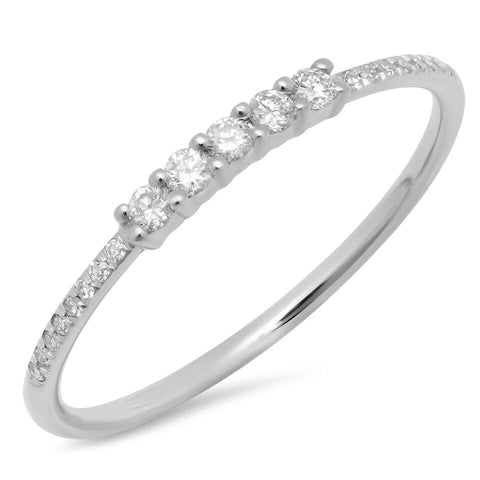 5 diamond prong ring 14K white gold delicate dainty sachi fine jewelry