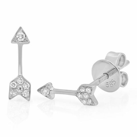 delicate hip mini arrow diamond studs 14K white gold sachi jewelry