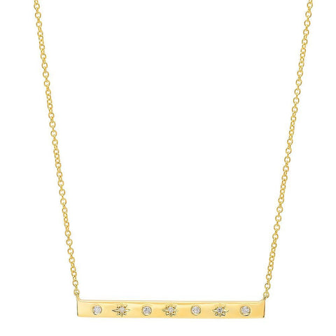 star studded diamond necklace 14K yellow gold sachi jewelry