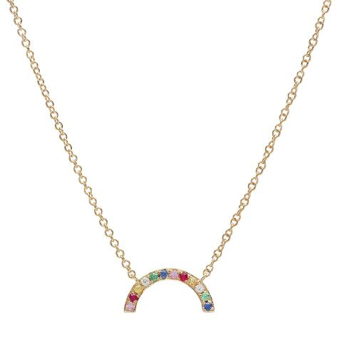 delicate rainbow arc diamond necklace 14K yellow gold sachi jewelry