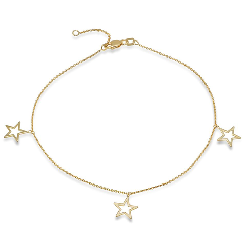 star trio dangle anklet 14K solid gold delicate dainty sachi jewelry