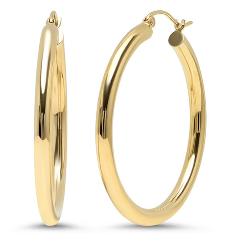thick gold hoops earrings 14K yellow gold sachi jewelry