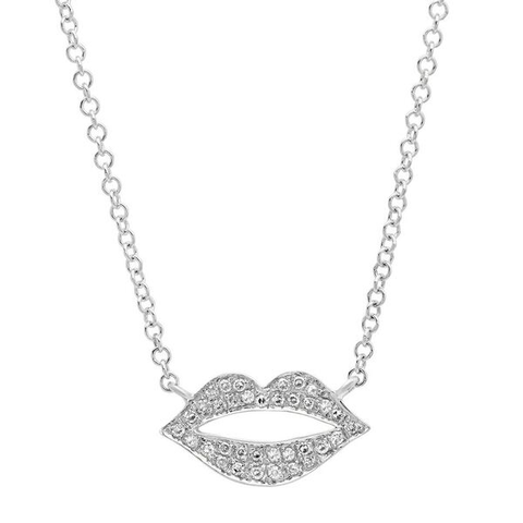 dainty delicate lips diamond necklace 14K white gold sachi jewelry