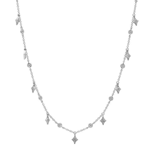 delicate dainty kite diamond shaker necklace 14K white gold sachi jewelry