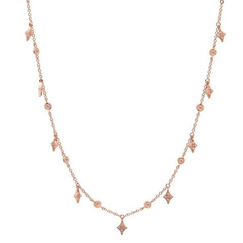 delicate dainty kite diamond shaker necklace 14K rose gold sachi jewelry