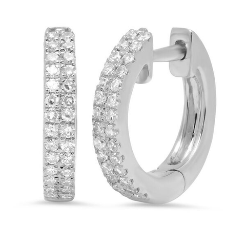 double row diamond classic huggies earrings 14K white gold sachi jewelry