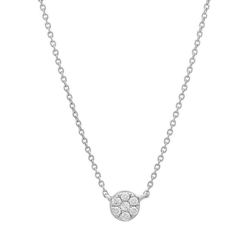 delicate dainty round floating diamond necklace 14K white gold sachi jewelry 