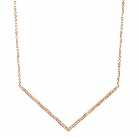 delicate dainty micro chevron diamond necklace 14K rose gold sachi jewelry