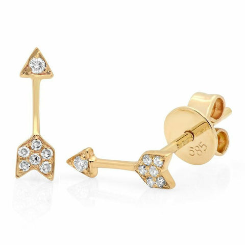 delicate hip mini arrow diamond studs 14K yellow gold sachi jewelry