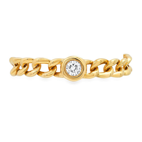 sachi 14k gold cuban link diamond bezel ring