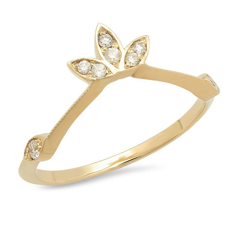 delicate tiara diamond ring 14K yellow gold sachi jewelry