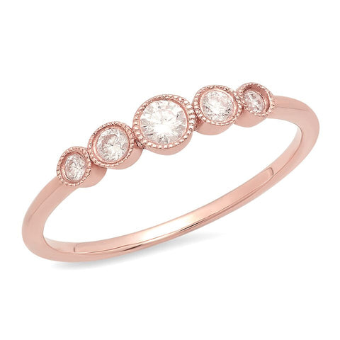 5 diamond graduated 14K solid rose gold delicate sachi fine jewelry stacking ring