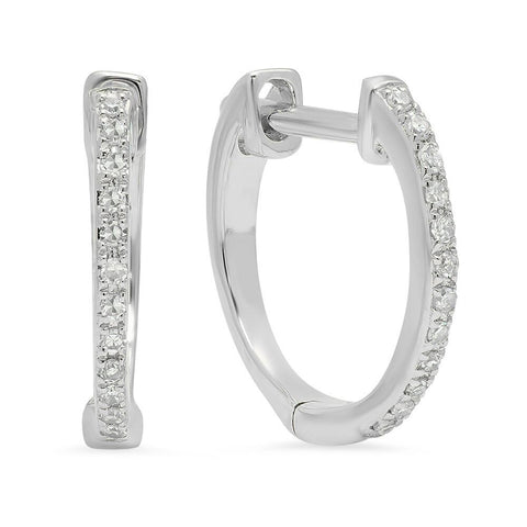 diamond huggies classic earrings 14K white gold sachi jewelry