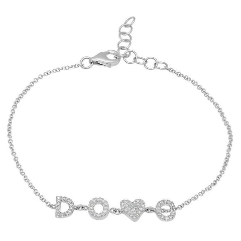 personalized initial diamond bracelet necklace 14K white gold sachi jewelry