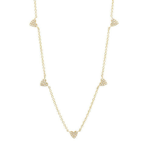 station heart diamond necklace 14K yellow gold sachi jewelry