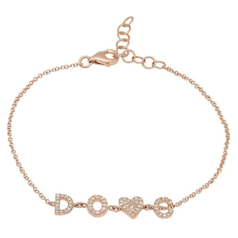 personalized initial diamond bracelet necklace 14K rose gold sachi jewelry