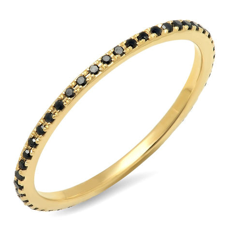 black diamond eternity delicate dainty edgy ring 14k gold sachi jewelry stacking rings