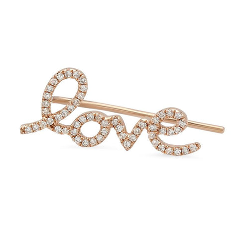 love diamond ear crawler earrings 14K rose gold jewelry