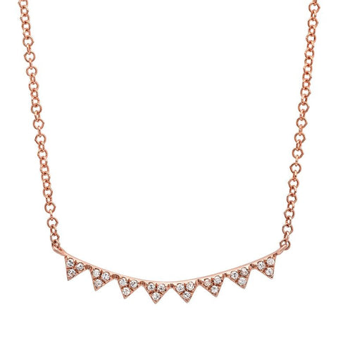 mini triangle curve diamond necklace 14K rose gold sachi jewelry