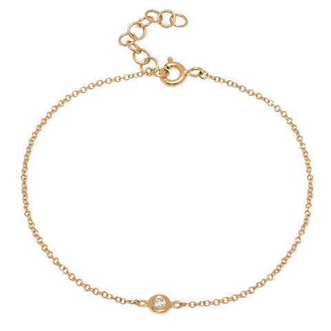 dainty delicate single diamond bezel bracelet 14K yellow gold sachi fine jewelry stacking