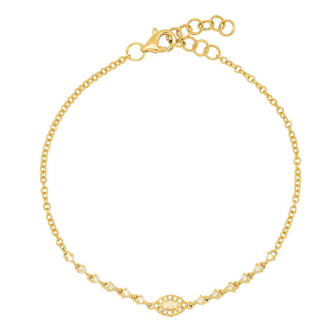 14K gold diamond marquise evil eye bracelet sachi jewelry stacking 