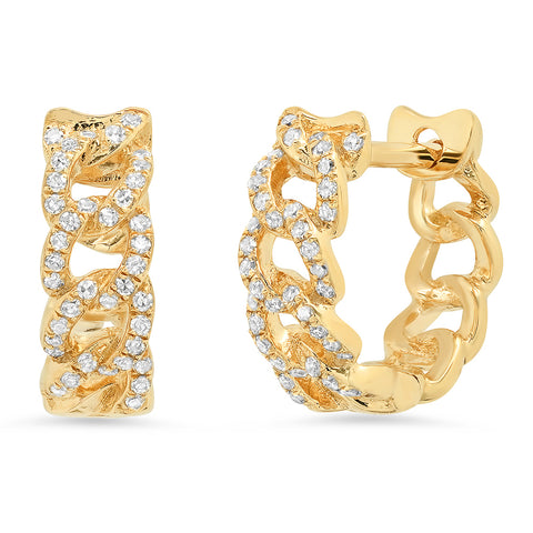 14K gold micropave chain link huggies hip sachi jewelry