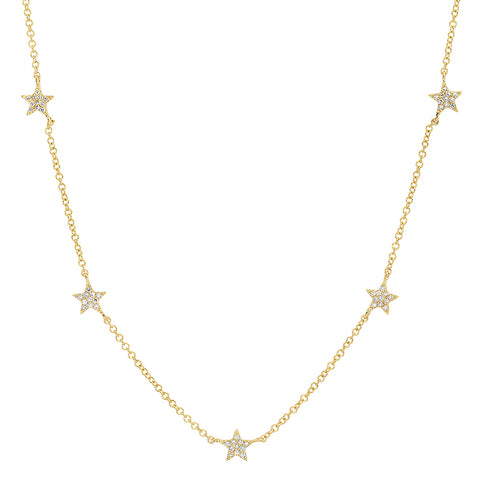 14K gold micropave diamond star station necklace layer sachi jewelry