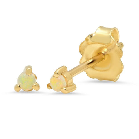 delicate dainty opal studs earrings 14K yellow gold sachi jewelry