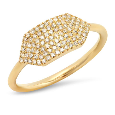 diamond pave hexagon ring 14K yellow gold sachi jewelry