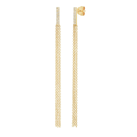 14K diamond double bar drop tassel earrings sachi jewelry hip