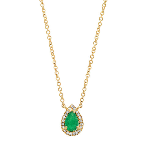 14K gold emerald pear diamond pendant necklace sachi jewelry statement