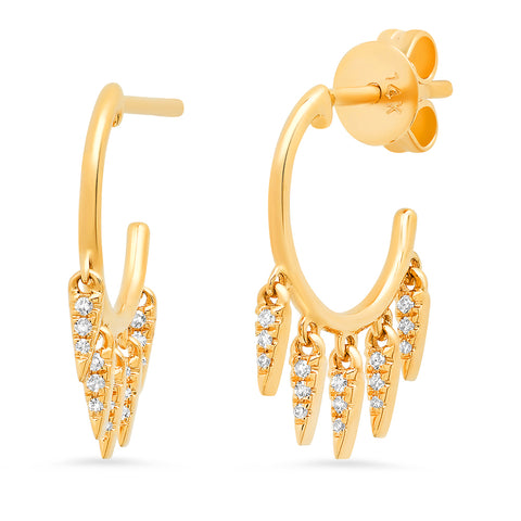 Sachi jewelry 14K gold diamond dagger dangle loop earring edgy