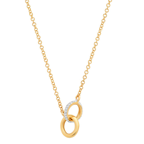14K gold double circle diamond necklace Sachi fine jewelry