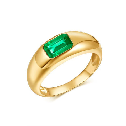 Domed Emerald Ring